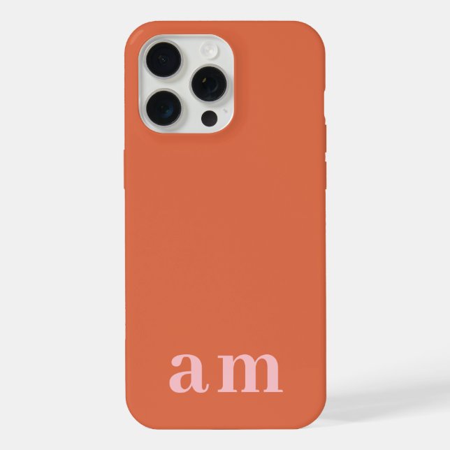 Monogram 2 Initials Pink & Red Minimalist iPhone Hülle (Rückseite)