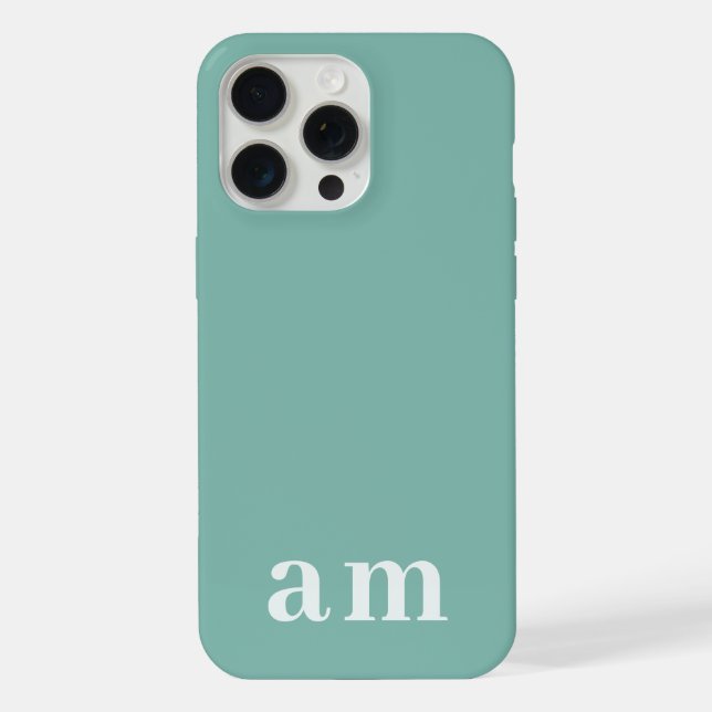 Monogram 2 Initials Teal Blue Minimalist iPhone Hülle (Rückseite)