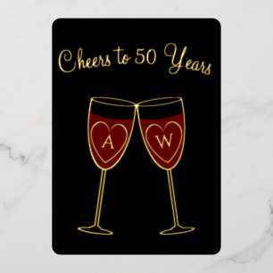 Monogram, 50-jähriges Jubiläum Weinbrille Cheers G Folieneinladung
