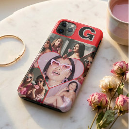 Monogram 6-Foto Collage Aquamarin iPhone Case
