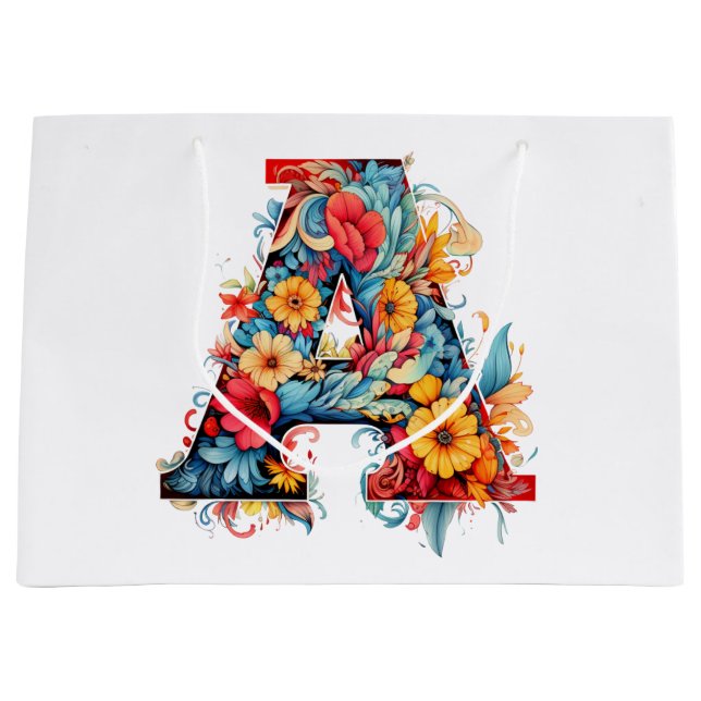 Monogram A Abloom Große Geschenktüte (Vorderseite)