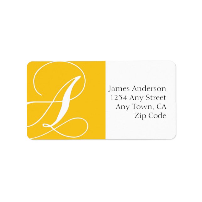 Monogram A Address Labels Gelb Adressaufkleber (Vorne)