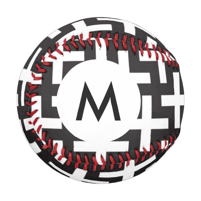 Monogram A B&W-Muster mit Pluszeichen Baseball (Vorderseite Links)