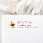 Monogram A Christmas Red Gold Rücksendeadresse<br><div class="desc">Dieses festliche Urlaubsszenario zeigt den Monogramm-Anfangsbuchstaben "A" in goldenen Imitaten und Schriftart aus Serifen, verziert mit einem rot-grünen zeichn einer Poinsettia. Personalisieren Sie es mit Ihrem Namen in elegant bordeauxrot Handschrift Skript und Ihre Adresse in Serif Schriftart. Ideal für Ihre Weihnachtskarten-Mailingbedürfnisse. Wenn dein Name nicht mit "A" beginnt, dann verzweifle...</div>