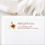 Monogram A Christmas Red Gold Rücksendeadresse<br><div class="desc">Dieses festliche Urlaubsszenario zeigt den Monogramm-Anfangsbuchstaben "A" in goldenen Imitaten und Schriftart aus Serifen, verziert mit einem rot-grünen zeichn einer Poinsettia. Personalisieren Sie es mit Ihrem Namen in elegant bordeauxrot Handschrift Skript und Ihre Adresse in Serif Schriftart. Ideal für Ihre Weihnachtskarten-Mailingbedürfnisse. Wenn dein Name nicht mit "A" beginnt, dann verzweifle...</div>