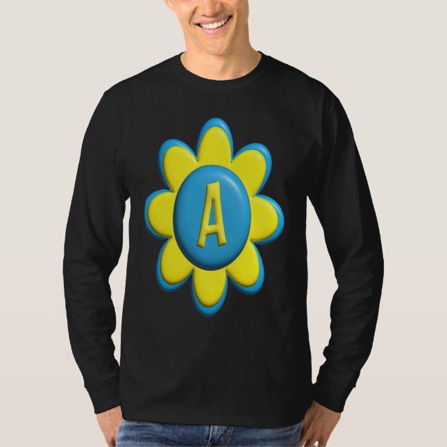 Monogram A  Colorful Flower T-Shirt (Vorderseite)
