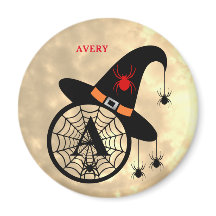 Monogram A Halloween Sky Hexenspinnen Name Magnet