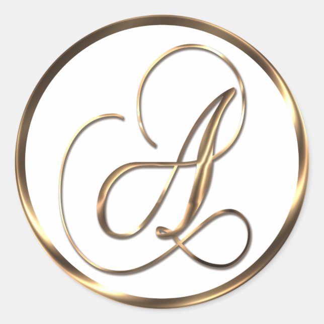 Monogram A Imitate Bronze Runder Aufkleber (Vorderseite)