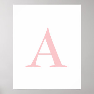 Monogram A Initial Letter Modern White & Pink Pos Poster