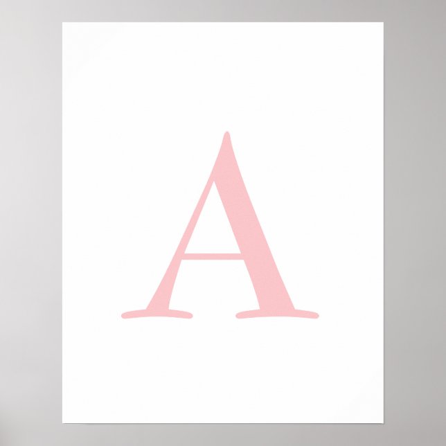 Monogram A Initial Letter Modern White & Pink Pos Poster (Vorne)