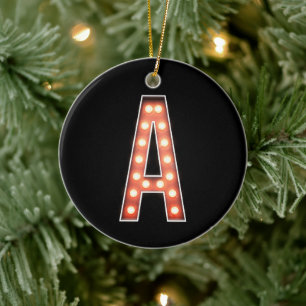 Monogram A Marquee Lights Personalisiert Keramik Ornament