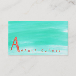 Monogram A Minimalism Minze Watermelon Aquarelle Visitenkarte