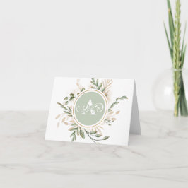 Monogram A Personal Round Greenery Botanical Dankeskarte