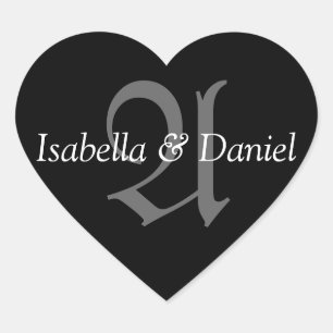 Monogram A Wedding Hearts Siegel Stickers