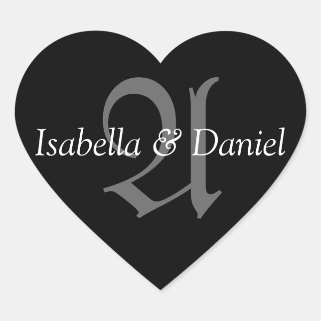 Monogram A Wedding Hearts Siegel Stickers (Vorderseite)