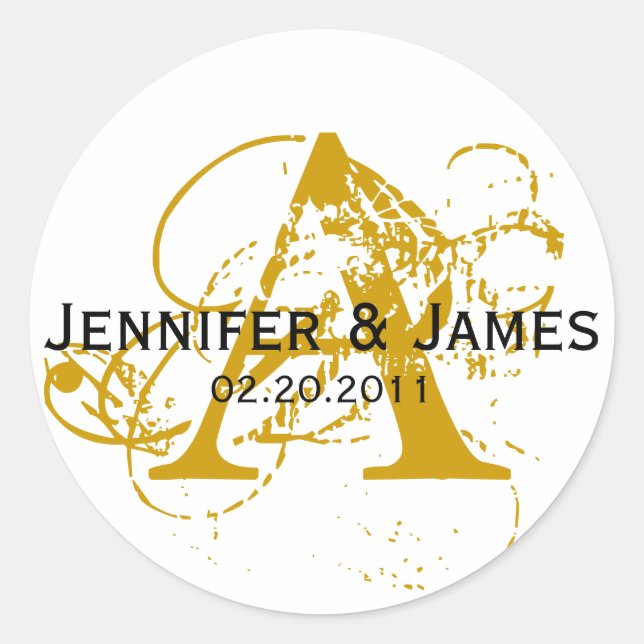 Monogram A White and Gold Wedger Stickers (Vorderseite)