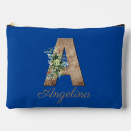 Monogram A wood Letter Red Blume Zubehörtasche