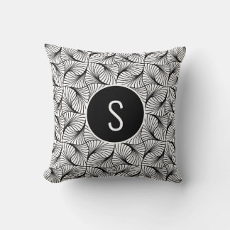 Monogram Abstrakt Art Black & White Wirbel Kissen