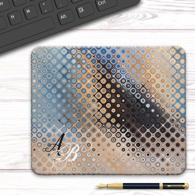 Monogram Abstrakt Art Glass Dots Mousepad (Von Creator hochgeladen)
