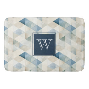 Monogram Abstrakt Blue Tranquil Beach Pattern Bath Badematte