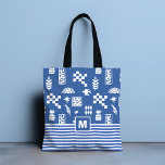 Monogram Abstrakt Geometric Bird Floral Blue<br><div class="desc">Monogram Abstrakt Geometric Bird Floral Blue Girly Chic Tote Bag bietet eine stilvolle moderne,  abstrakt-weiße,  groovy geometrische,  Retro-Matisse Blüte mit Regenbogen und Vögeln in Blau und Weiß mit Ihrem individuellen personalisierten Monogramm unten. Perfekt zum Geburtstag,  Muttertag,  Weihnachtsgeschenke,  Feiern und vieles mehr. Erstellt von Evco Studio www.zazzle.com/store/evcostudio</div>
