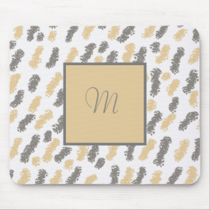 Monogram Abstrakt Gray Taupe Mouse Pad Mousepad