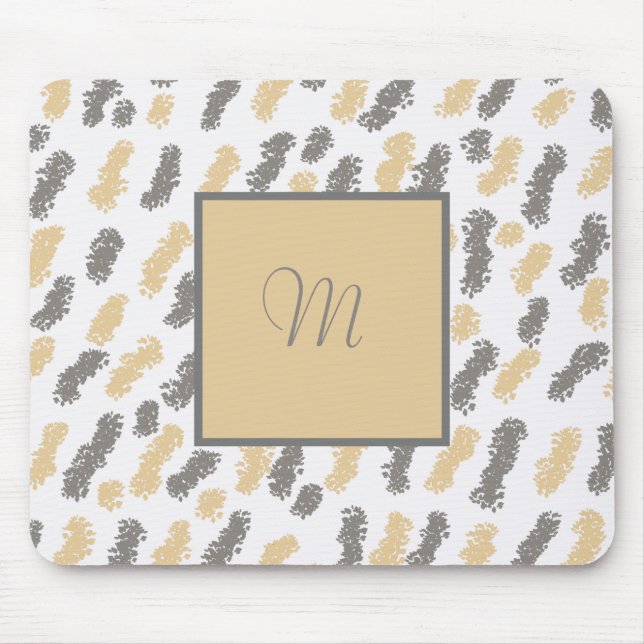 Monogram Abstrakt Gray Taupe Mouse Pad Mousepad (Vorne)