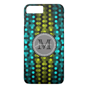 Monogram Acid green & Aqua Hexagons Mosaikmuster Case-Mate iPhone Hülle