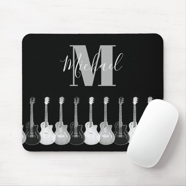 Monogram Acoustic elektrische Gitarre monochromati Mousepad (Mit Mouse)