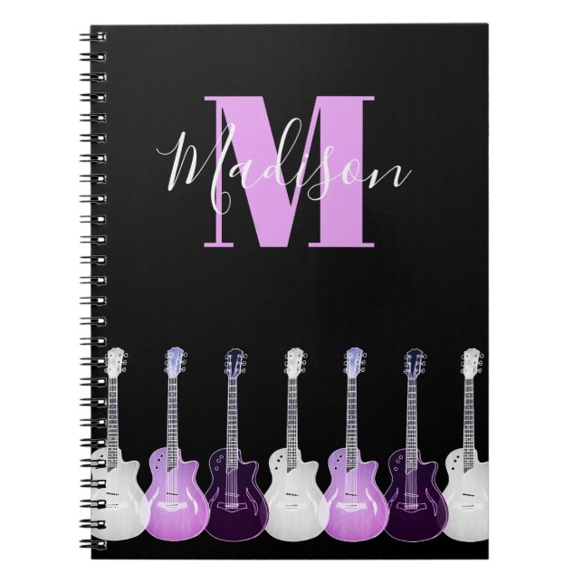 Monogram Acoustic Gitarre Illustration pink Notizblock (Vorderseite)