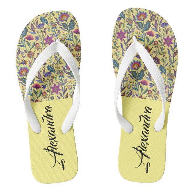 Monogram Adorable classic Viktorianisch Yellow flo Flip Flops (Fußbett)