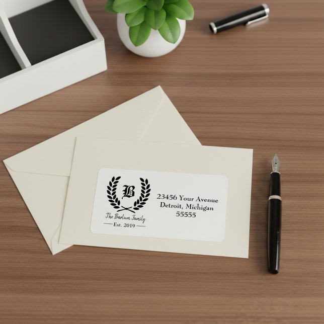 Monogram-Adressenmarken für benutzerdefinierte Fam Adressaufkleber (Custom Family Name Monogram Address Labels)