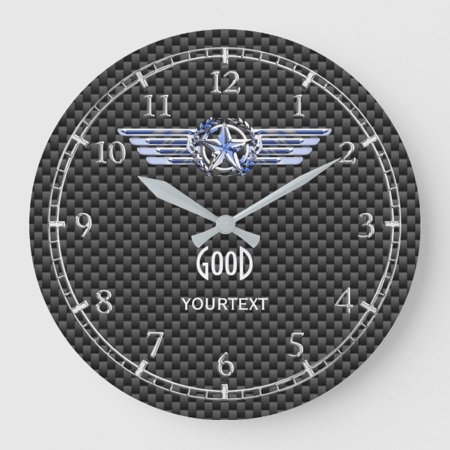 Monogram Air Pilot Chrome like Star Wings auf eine Große Wanduhr (Vorderseite)