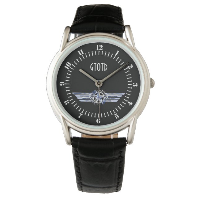 Monogram Air Pilot Chrome like Star Wings Black Armbanduhr (Vorderseite)
