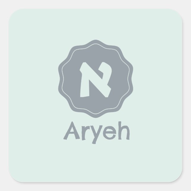 Monogram Aleph Quadratischer Aufkleber (Vorderseite)