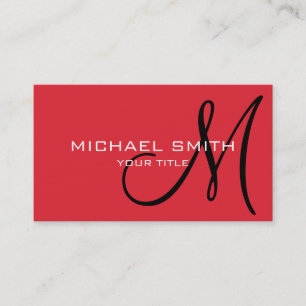 Monogram Alizarin crimson color background Visitenkarte