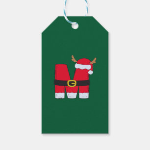Monogram Alphabet Letter M Weihnachtsmannmütze Wei Geschenkanhänger