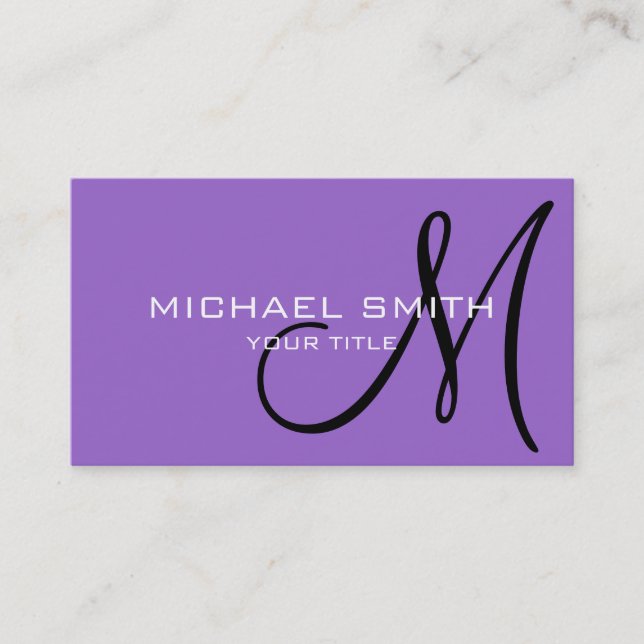 Monogram Amethyst color background Visitenkarte (Vorderseite)