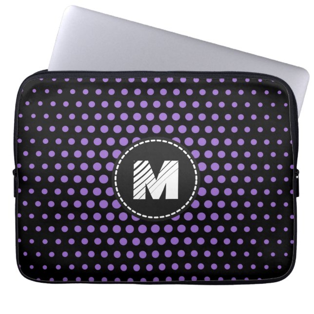Monogram Amethyst Techno Dots Modern Laptopschutzhülle (Vorderseite)