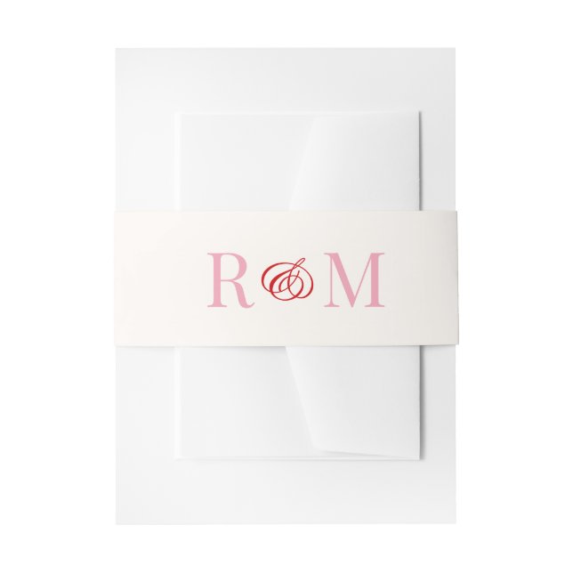 Monogram Ampersand Rosa Hochzeit Einladungsbanderole (Vorderseite Beispiel)