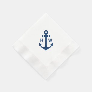Monogram Anchor Diagonal in Navy Napkins Serviette