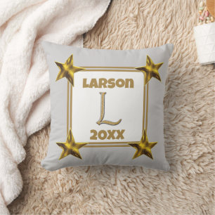 Monogram Anfangsbuchstabe L Gold Silver Stars Akze Kissen