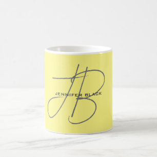 Monogram Anfangsbuchstaben Hellgelbe Moderne Kaffeetasse