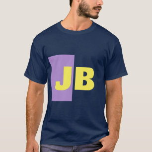 Monogram Anfangsbuchstaben Navy Blue Indigo Yellow T-Shirt