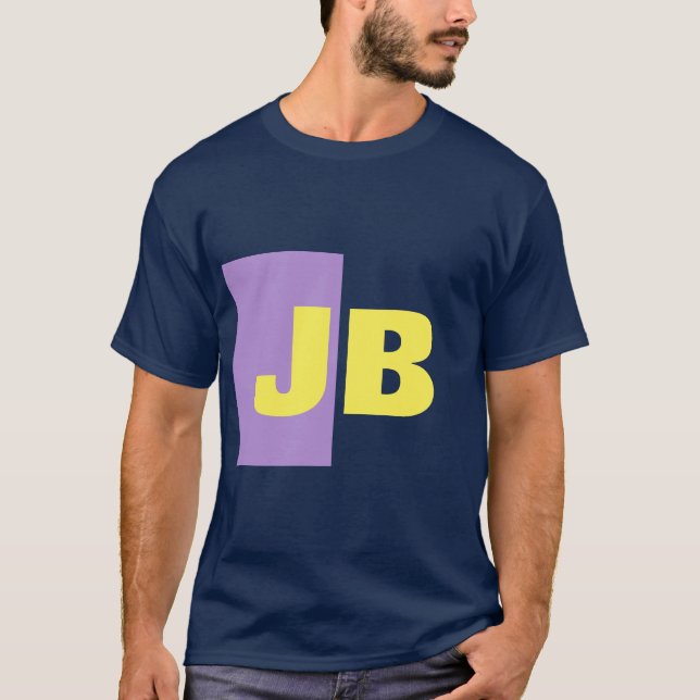 Monogram Anfangsbuchstaben Navy Blue Indigo Yellow T-Shirt (Vorderseite)