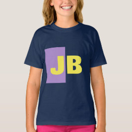 Monogram Anfangsbuchstaben Navy Blue Indigo Yellow T-Shirt