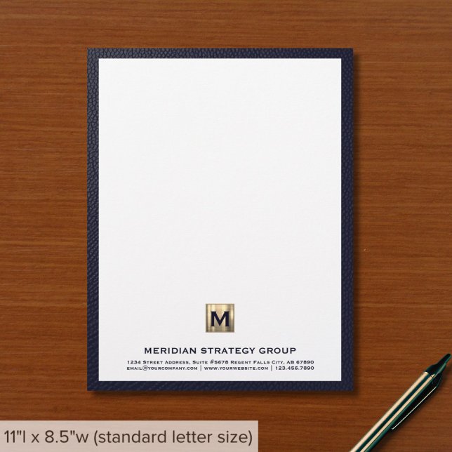 Monogram Anfangsemblem Blue Business Letterhead Briefbogen (Von Creator hochgeladen)