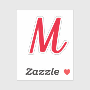 Monogram Anfangsname Bold Bright Red Stylish Niedl Aufkleber