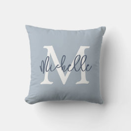 Monogram Anfangsname Script Dusty Blue Kissen