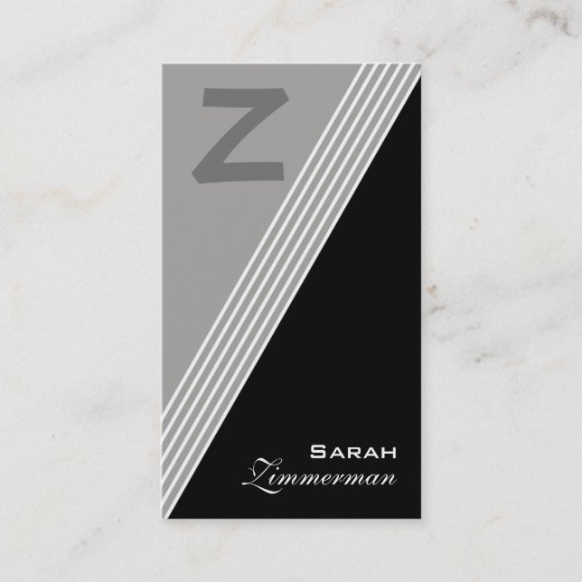 Monogram Angles Slate Gray Business Card Visitenkarte (Vorderseite)
